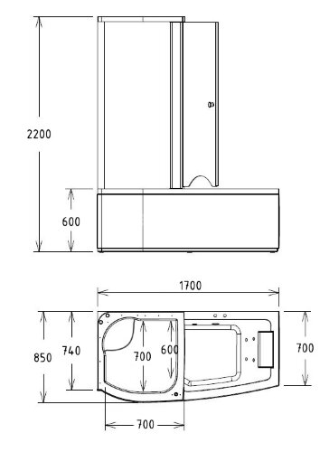 Акриловая ванна Gemy G8040 B L