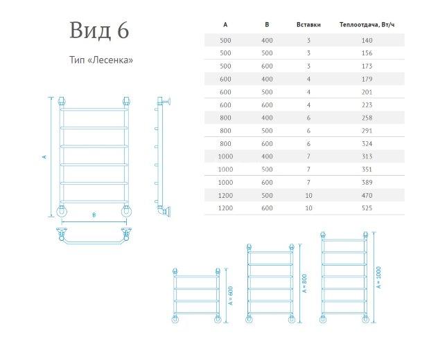 Полотенцесушитель водяной Маргроид Лесенка "Вид 6" без полки 60х50 (комплект), хром