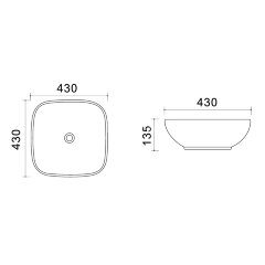Раковина Azario 43х43х13,5 накладная , цвет белый глянец (AZ-41288)