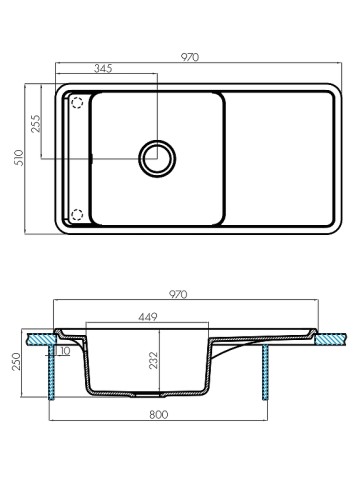 Кухонная мойка AQUATON Беллис 97 цвет Латте (1A725132BS260)