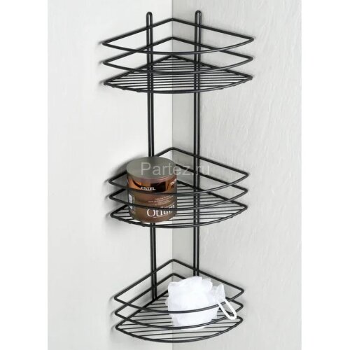 Полка корзина Fixsen угловая, трехэтажная, черная (FX-710B-3)