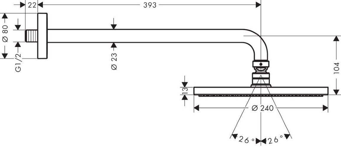 27607000 Raindance S Верхний душ 240 1jet PowderRain с держателем