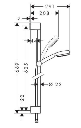 26652400 Душевой набор Crometta 100 1jet Unica Set 0,65 м, ½’