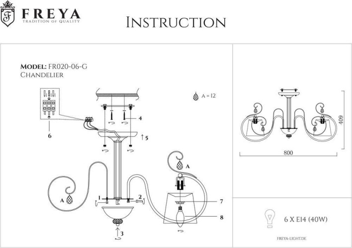 Потолочная люстра Freya FR2020-CL-06-BG