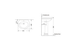 Раковина Creo Ceramique MARSEILLE 630х520х850 с пьедесталом, белая