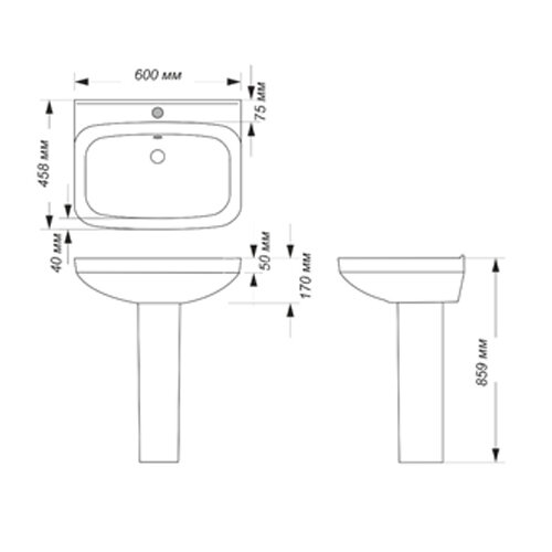 Раковина Sanita Luxe Next Luxe 61, белая (NXTSLWB01)