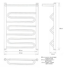 Полотенцесушитель водяной ДВИН FW лесенка 80/50 с полкой , полированный (4627086025589)