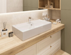 Раковина накладная Sanita Luxe Novel 80 805х423х160 с отверстием под смеситель, белая (NOV80SLWB01)