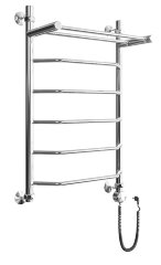 Полотенцесушитель электрический ДВИН FE Electro лесенка с полкой 80/60, ТЭН справа, полированный (46