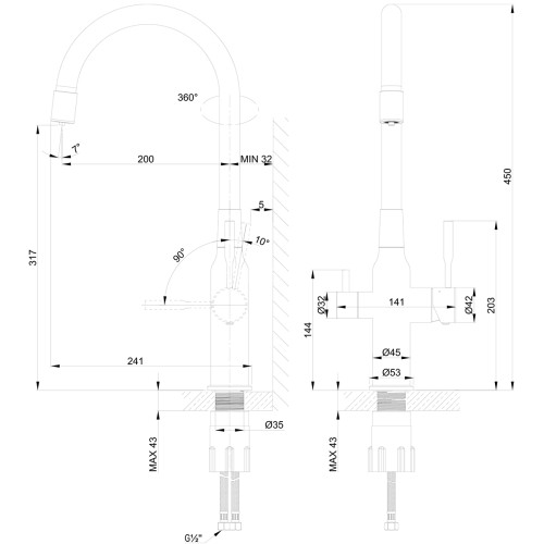 Смеситель Lemark Expert LM5083GMN-Black для кухни c гибким изливом, с подключением к фильтру с питье