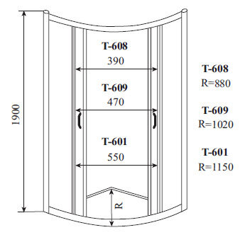 Timo ALTTI душевой угол 609 Foggy Glass (90*90*190), шт