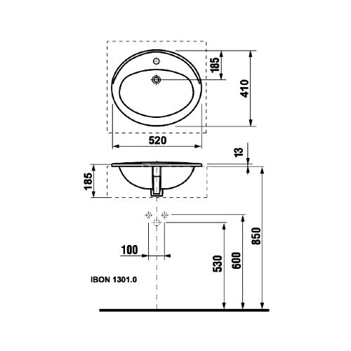 Раковина Roca ADORA 520x410х185 мм., белая (7.3272.0.400.0)