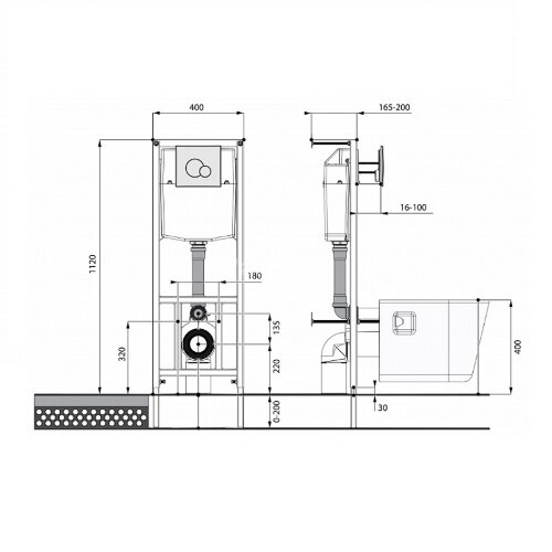 Пэк: Santeri Альфа подвесной унитаз с сиденьем + инсталляция + кнопка смыва