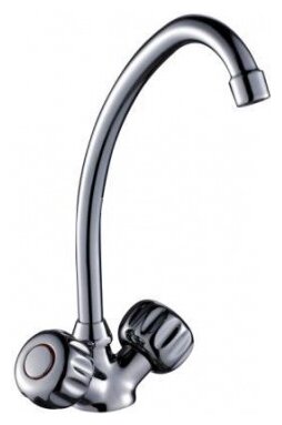 Смеситель двуручный для умывальника, с поворотным изливом 220мм, хром