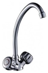 Смеситель двуручный для умывальника, с поворотным изливом 220мм, хром