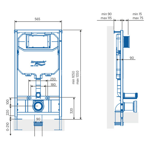 Инсталляция для подвесного унитаза IDROSPANIA TABARCA двойной смыв 3/6 л.(40230)