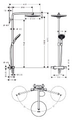 Hansgrohe 27133400 Raindance Select S 300 2jet Showerpipe, 1/2, белый/хром