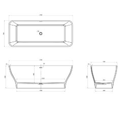 Ванна из искусственного камня Azario SAVANT 1700x700x600 свободностоящая белая матовая, с белым мато