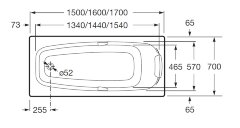 Ванна акриловая Roca SURESTE  прямоугольная 170х70