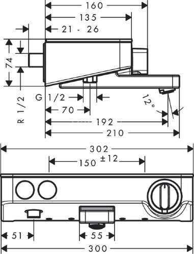 Hansgrohe 13151000 Термостат для ванны ShowerTablet Select 300 ВМ, 1/2, хром
