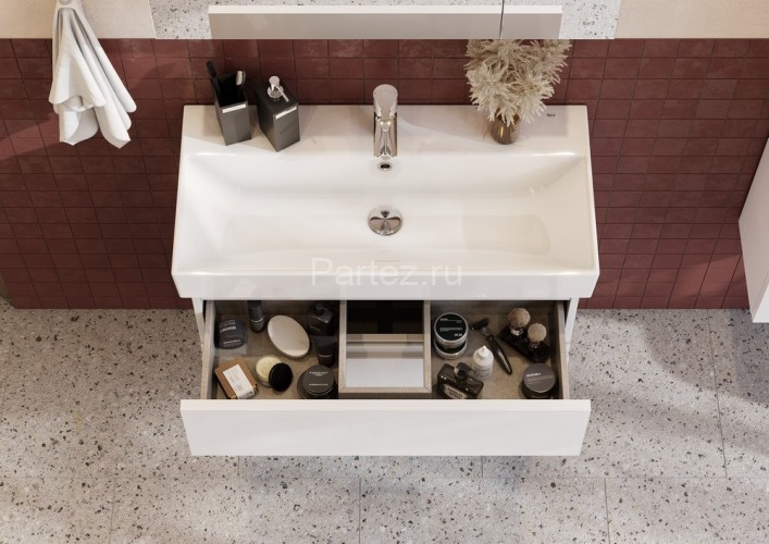 Тумба под раковину Roca Oleta 80 подвесная, 2 ящика, белый глянец (A857640806)