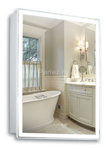 Зеркало-шкаф AZARIO Киото 60 (600х800) c подсветкой и диммером + часы (LED-00002358)