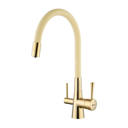 Смеситель Lemark Comfort LM3075G-Beige для кухни с гибким изливом, с подключением к фильтру с питьев