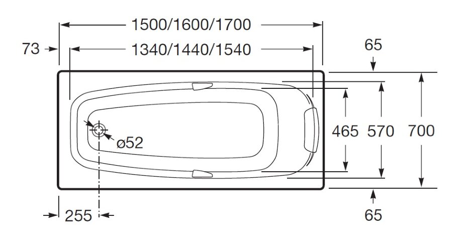 Ванна акриловая Roca SURESTE прямоугольная 160х70