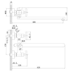 Смеситель Rossinka RS39-84 для ванны универсальный