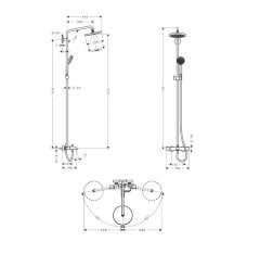 27223000 Croma 220 Showerpipe для ванны, поворотный держатель 400 мм, ½’