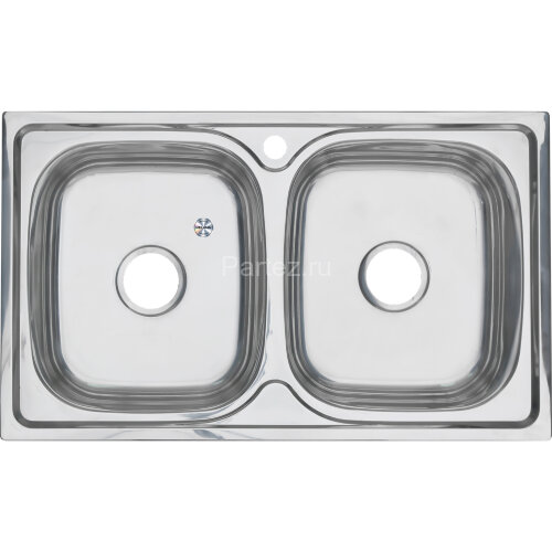 Мойка 8148S MELANA 0,8/210 2-ая чаша врезная прямоугольная с с сифоном (239 t *8)