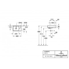 Раковина Villeroy&amp;Boch Avento 36x22 см без перелива, белая (43003L01)
