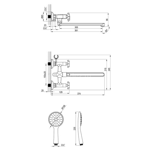 Смеситель Lemark Practica LM7541C универсальный с плоским поворотным изливом 300 мм