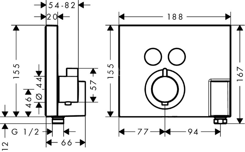 15765000 Термостат ShowerSelect, для 2 потребителей, СМ, с держателем