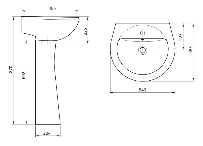 Раковина Santeri Соната 540х485, белая (1.3111.2.S00.11B.0)