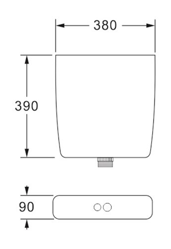 Бачок пластиковый AZARIO 380x90x390 с соединительной трубой, белый (AZ-972)