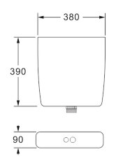 Бачок пластиковый AZARIO 380x90x390 с соединительной трубой, белый (AZ-972)