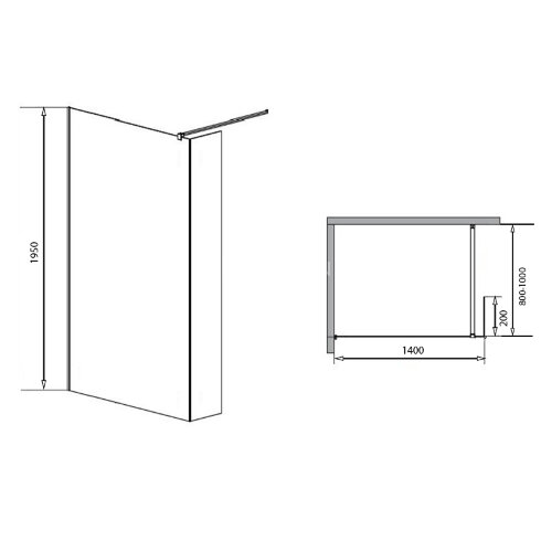Душевая перегородка Loranto 140x195 Walk-in. Доп.створка 20см. Регулируемый кронштейн 80-100 Прозрачное стекло 6 мм. Профиль Хром (CS-L801 140)