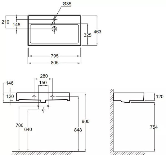 Раковина Jacob Delafon Vivienne 80 белая (EXBI112-00)