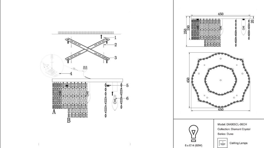 Потолочная люстра Maytoni DIA005CL-06CH