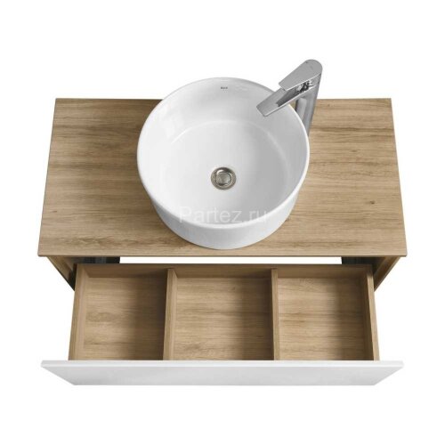 Тумба под раковину Aquaton Либерти 90 дуб эльвезия, белый глянец (1A279901LYC70)