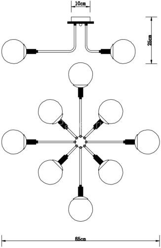 Потолочная люстра Arte Lamp A2716PL-8BK