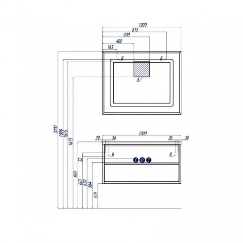 Тумба под раковину AQUATON Римини 100 подвесная, белый глянец (1A232801RN010)