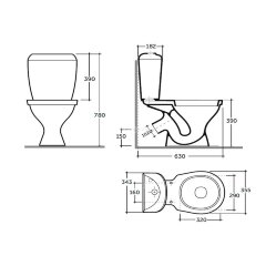 Унитаз-компакт Керамин Симпл МС Инкоэр-Б1 360х630х780 с мягким сиденьем, с однорежимной спускной арм