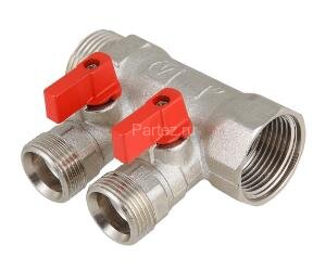 Коллектор с отсекающими кранами 1"х2х3/4"ЕК VALTEC