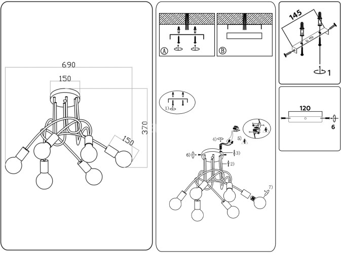 Потолочная люстра Ambrella TR80417