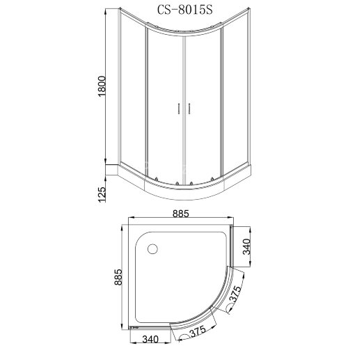 Душевое ограждение Loranto 90х90х195, поддон 13 см (CS-8015S)