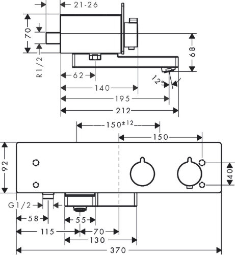 13107000 ShowerTablet 350 Термостат для ванны, ВМ, хром