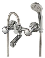 Смеситель для ванны с коротким изливом с держателем на теле, хром