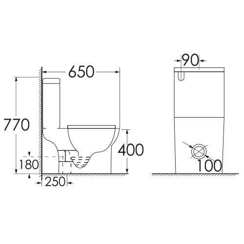 Унитаз-компакт Azario FRETTA ROUND N 340х650х770 напольный, безободковый, c быстросьемным сиденьем м
